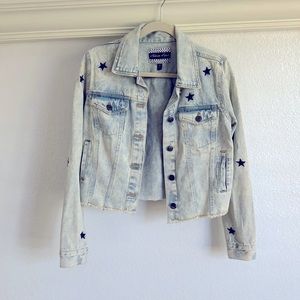 Jean Jacket with Blue Stars- Size Small (barley used)